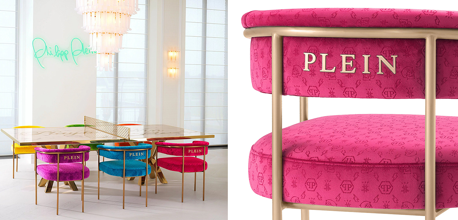 Стул Philipp Plein Dining Chair Monogram Розовый Стул Philipp Plein Dining Chair Monogram Розовый - Loft-Concept в Челябинске