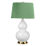 Настольная лампа с белым фигурным основанием на латунном основании и зеленым тканевым конусным абажуром Elstead Lighting варинант исполнения - 1 | Loft Concept в Челябинске
