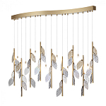 Люстра с золотистыми трубками и прозрачными стеклянными листьями на подвесах Sylva  варинант исполнения - 3 | Loft Concept в Челябинске