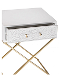 Приставной столик с выдвижным ящиком  White Table Carved Pattern варинант исполнения - 2 | Loft Concept в Челябинске