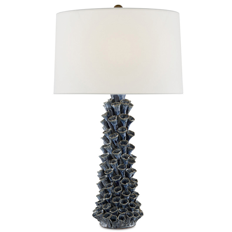 Настольная лампа с корпусом из цветков колокольчика Cascade of Blue Flowers ivory ( слоновая кость ) Синий Черный в Челябинске | Loft Concept 