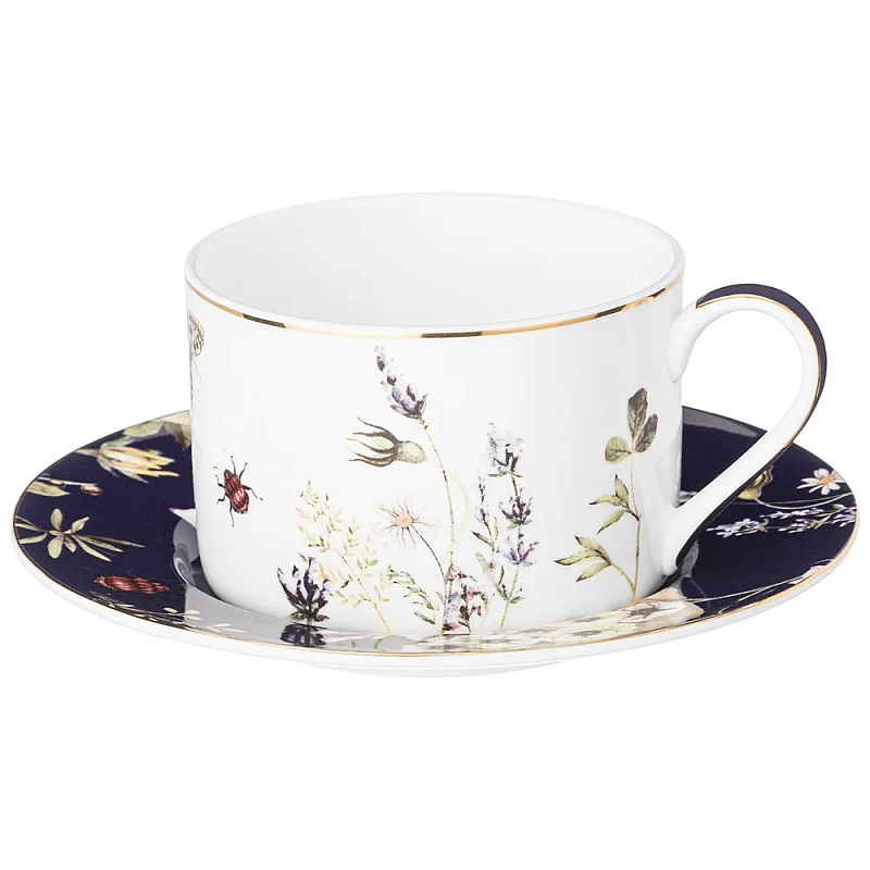 Чайная пара из фарфора с рисунком цветов 190 мл Garden Whisper Porcelain Set Белый Темно-синий Мульти Чайная пара из фарфора с рисунком цветов 190 мл Garden Whisper Porcelain Set Белый Темно-синий Мульти в Челябинске | Loft Concept