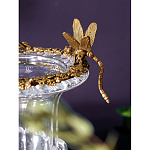 Ваза из прозрачного стекла на бронзовой подставке с ободком и ручками в виде стрекоз Eden Garden варинант исполнения - 3 | Loft Concept в Челябинске