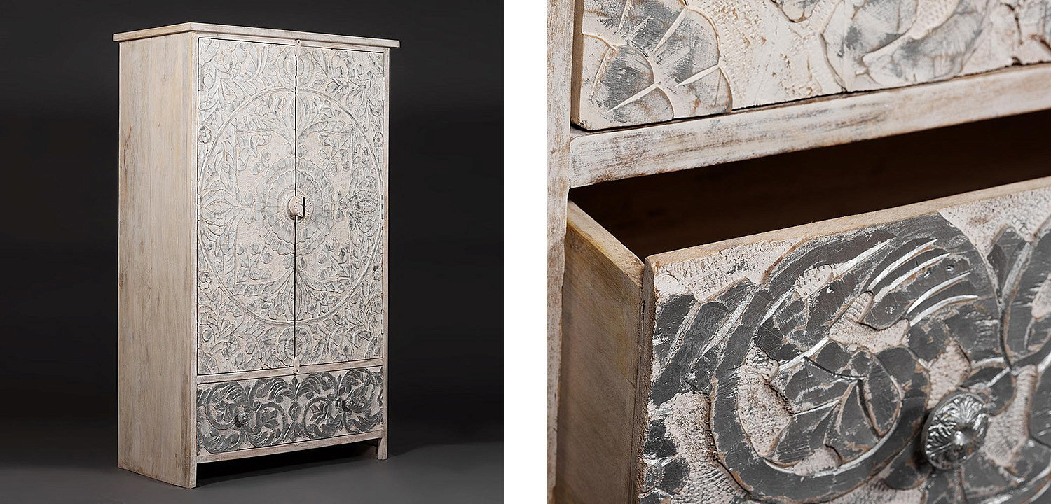 Шкаф Indian antique white Cupboard - Loft-Concept в Челябинске