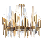 Люстра с вертикальными стеклянными элементами и металлическим каркасом цвета Латунь Vertical Glass варинант исполнения - 2 | Loft Concept в Челябинске