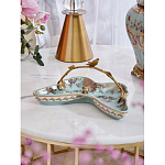 Блюдо из голубого фарфора с бронзовой ручкой в виде ветки Blue Garden варинант исполнения - 3 | Loft Concept в Челябинске