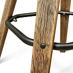 Барный стул со спинкой и металлической подставкой на 4-х деревянных ножках Коричневый Велюр Vendramin Chair варинант исполнения - 3 | Loft Concept в Челябинске