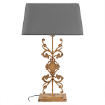 Настольная лампа на ажурном чугунном основании с серым абажуром Openwork Lamp варинант исполнения - 1 | Loft Concept в Челябинске