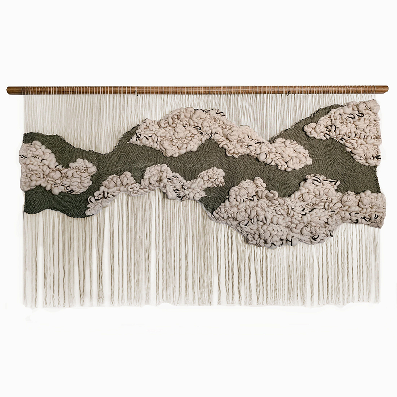 Большой дизайнерский Гобелен Tapestry Misty Morning II Белый Коричневый в Челябинске | Loft Concept 