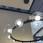 Люстра подвесная круглая с 12-ю прозрачными куполообразными плафонами и черным металлическим основанием Flos Wireline Lighting варинант исполнения - 6 | Loft Concept в Челябинске