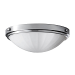 Потолочный светильник для ванных комнат цвета хром с белым матовым ребристым плафоном в форме полусферы Feiss варинант исполнения - 1 | Loft Concept в Челябинске