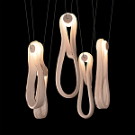 Подвесной светильник белого цвета с 6-ю изогнутыми плафонами Flow Loop варинант исполнения - 6 | Loft Concept в Челябинске