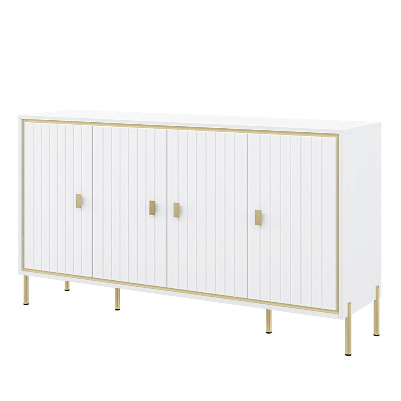 Консоль четырёхдверная с полками Antique Order Белый Золотой в Челябинске | Loft Concept 