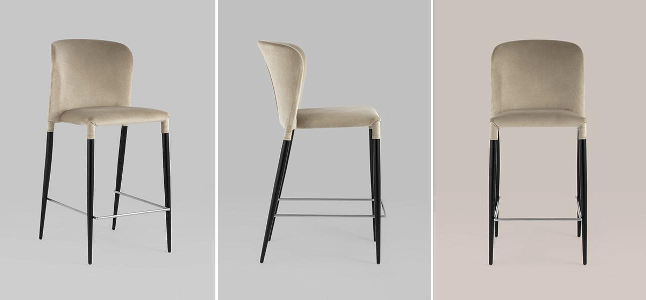 Барный Стул Lori Chair Бежевый Велюр Барный Стул Lori Chair Бежевый Велюр - Loft-Concept в Челябинске