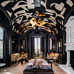 Обои ручная роспись в стиле Арт-деко Symphony Original colourway on Flint silk dupion варинант исполнения - 1 | Loft Concept в Челябинске