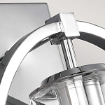 Бра цвета хром с круглой рамой и цилиндрическим прозрачным стеклянным плафоном на прямоугольном основании Feiss варинант исполнения - 2 | Loft Concept в Челябинске