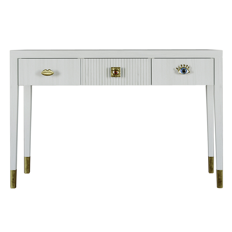 Дизайнерский Письменный стол Elsa Dreams White с тремя ящиками Белый в Челябинске | Loft Concept 