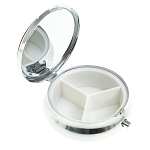 Таблетница карманная круглая с 3-мя отделениями с зеркалом и накладкой из натурального камня Содалит Silver Stone Pillboxes варинант исполнения - 2 | Loft Concept в Челябинске