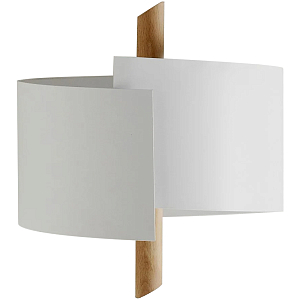 Бра из металла и дерева Ruell White Metal Wooden Wall Lamp