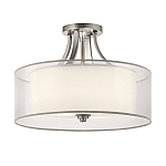 Потолочный светильник с двойным цилиндрическим плафоном из белого стекла и прозрачной органзы Kichler варинант исполнения - 12 | Loft Concept в Челябинске