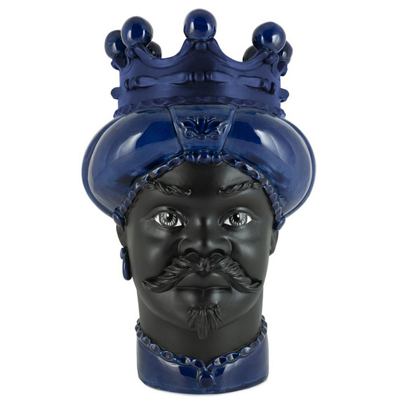 Ваза Vase Moro Man Crown Dark Blue Черный Темно-синий Ваза Vase Moro Man Crown Dark Blue Черный Темно-синий в Челябинске | Loft Concept
