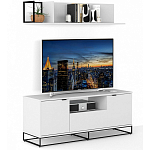 ТВ-тумба белая с  2-мя дверцами и ящиком Strict Lines варинант исполнения - 5 | Loft Concept в Челябинске