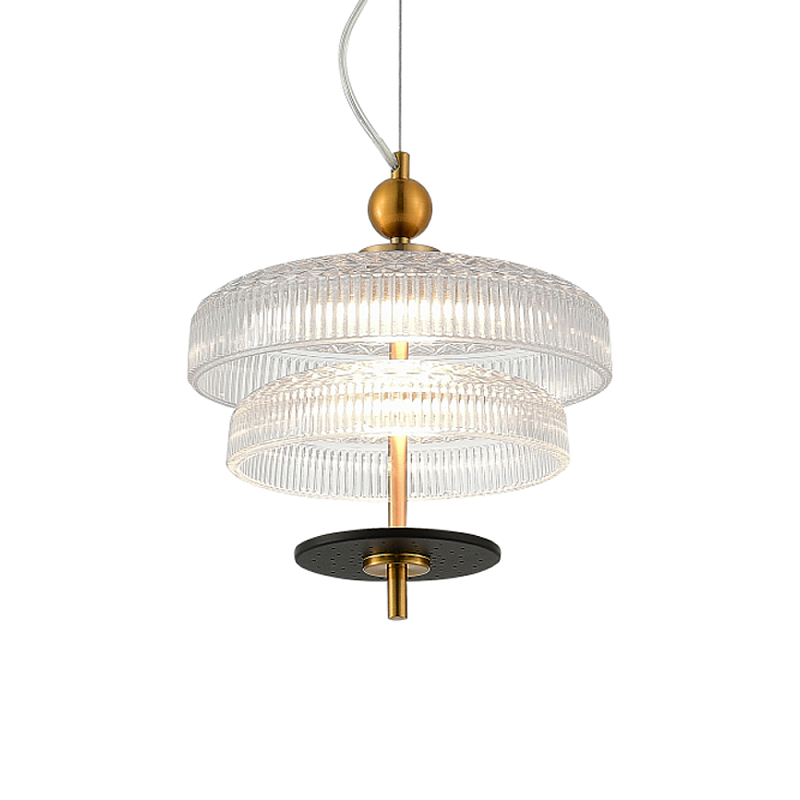 Подвесной светильник многослойный из рифленого прозрачного стекла Academy of Light Прозрачное Стекло Латунь в Челябинске | Loft Concept 