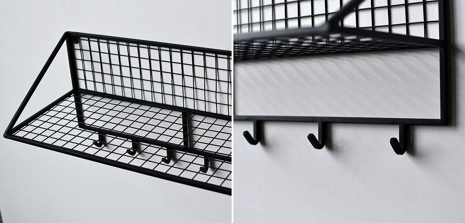Вешалка с полкой Rhian Industrial Metal Rust Shelf Black Вешалка с полкой Rhian Industrial Metal Rust Shelf Black - Loft-Concept в Челябинске