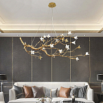 Люстра в виде золотой ветки с цветами Glass Flower Pendant Light варинант исполнения - 4 | Loft Concept в Челябинске