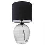 Настольная лампа с черным цилиндрическим тканевым абажуром и фактурным прозрачным основанием Black Cone варинант исполнения - 2 | Loft Concept в Челябинске