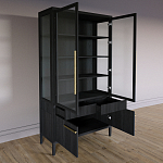 Витрина Primo со стеклянными фасадами и буфетом шпон Черный дуб варинант исполнения - 4 | Loft Concept в Челябинске