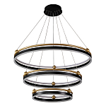 Люстра подвесная с тремя кольцами черного и золотого цвета Ring Horizontal варинант исполнения - 1 | Loft Concept в Челябинске
