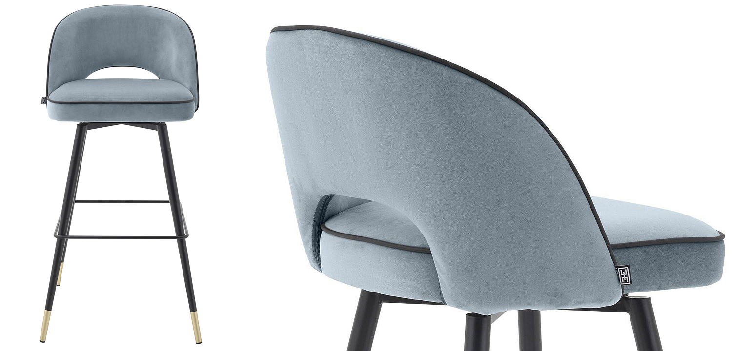 Комплект барных стульев Eichholtz Bar Stool Cliff set of 2 blue Комплект барных стульев Eichholtz Bar Stool Cliff set of 2 blue - Loft-Concept в Челябинске
