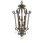 Люстра бронзового цвета с 6-ю лампами и стеклянными подвесками в классическом стиле Quoizel варинант исполнения - 1 | Loft Concept в Челябинске