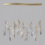 Люстра с золотистыми трубками и прозрачными стеклянными листьями на подвесах Sylva  варинант исполнения - 4 | Loft Concept в Челябинске