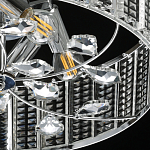 Люстра круглая на цепи цвета хром с прозрачными рельефными хрустальными пластинами Textured Glass Chandelier варинант исполнения - 7 | Loft Concept в Челябинске