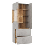 Шкаф-витрина двухдверная с фасадом цвета серый бетон Grace of Furniture варинант исполнения - 3 | Loft Concept в Челябинске