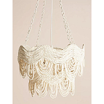 Двухъярусная круглая люстра волнистой формы украшенная белыми бусами Azure Beads Chandelier варинант исполнения - 1 | Loft Concept в Челябинске