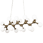 Линейная люстра с плафонами из стеклянных шаров Pearls Suspension Linear Brass Chandelier варинант исполнения - 3 | Loft Concept в Челябинске