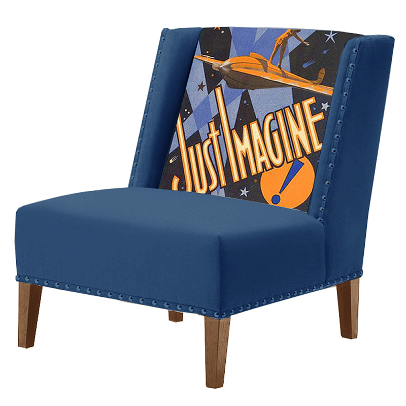 FUN Armchair Just Imagine Dark blue Дизайнерское кресло с цветным принтом Сапфирово-синий FUN Armchair Just Imagine Dark blue Дизайнерское кресло с цветным принтом Сапфирово-синий в Челябинске | Loft Concept