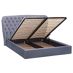 Кровать двуспальная серая с основанием из массива дерева с мягким изголовьем Velour Beds варинант исполнения - 2 | Loft Concept в Челябинске