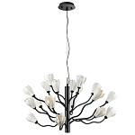 Люстра подвесная черного цвета с ветвями и белыми фарфоровыми цветами Floralis варинант исполнения - 7 | Loft Concept в Челябинске