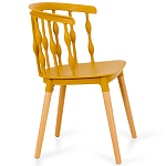 Пластиковый стул на ножках из массива бука Ferret Spiral Mustard варинант исполнения - 3 | Loft Concept в Челябинске