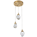 Подвесной светильник с 3-мя хрустальными плафонами Esme Crystal Brass Trio Hanging lamp варинант исполнения - 3 | Loft Concept в Челябинске