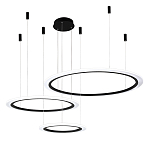Люстра подвесная светодиодная с тремя черными кольцами и пультом управления Ring Horizontal варинант исполнения - 2 | Loft Concept в Челябинске