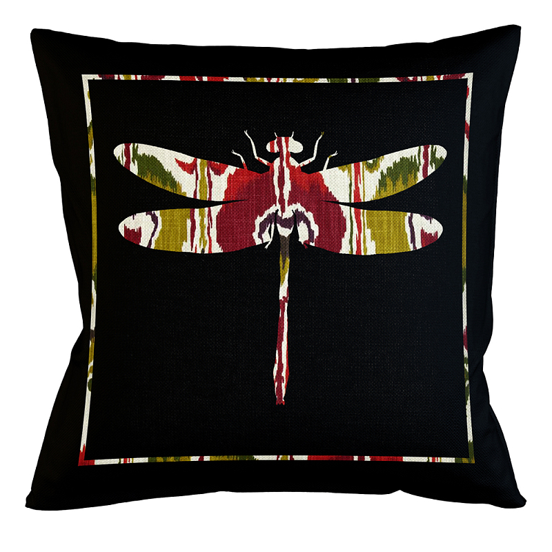 Подушка декоративная стрекоза цветной узор Ikat Pattern Мульти Бежевый Черный Подушка декоративная стрекоза цветной узор Ikat Pattern Мульти Бежевый Черный в Челябинске | Loft Concept