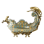 Чаша голубого цвета с оранментом и и бронзовыми фигурами леопардов Eden Garden варинант исполнения - 3 | Loft Concept в Челябинске