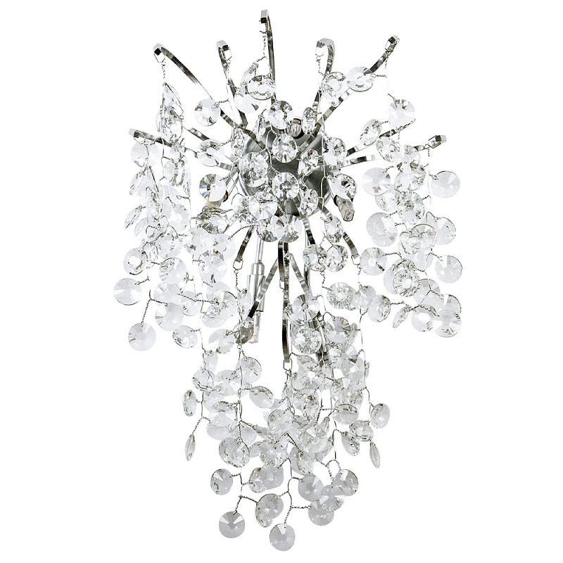 Бра с хрустальными подвесками на металлических ветках Fairytree Light Silver Wall Lamp Прозрачное Стекло Серебряный Бра с хрустальными подвесками на металлических ветках Fairytree Light Silver Wall Lamp Прозрачное Стекло Серебряный в Челябинске | Loft Concept