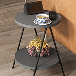 Стол приставной с 2-мя круглыми столешницами цвета антрацит ESSEL SIDE TABLE ANTHRACITE варинант исполнения - 7 | Loft Concept в Челябинске