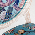 Барный стул из массива бука с изображением птиц и цветов Turquoise Beige Chinoiserie Garden Chair варинант исполнения - 3 | Loft Concept в Челябинске